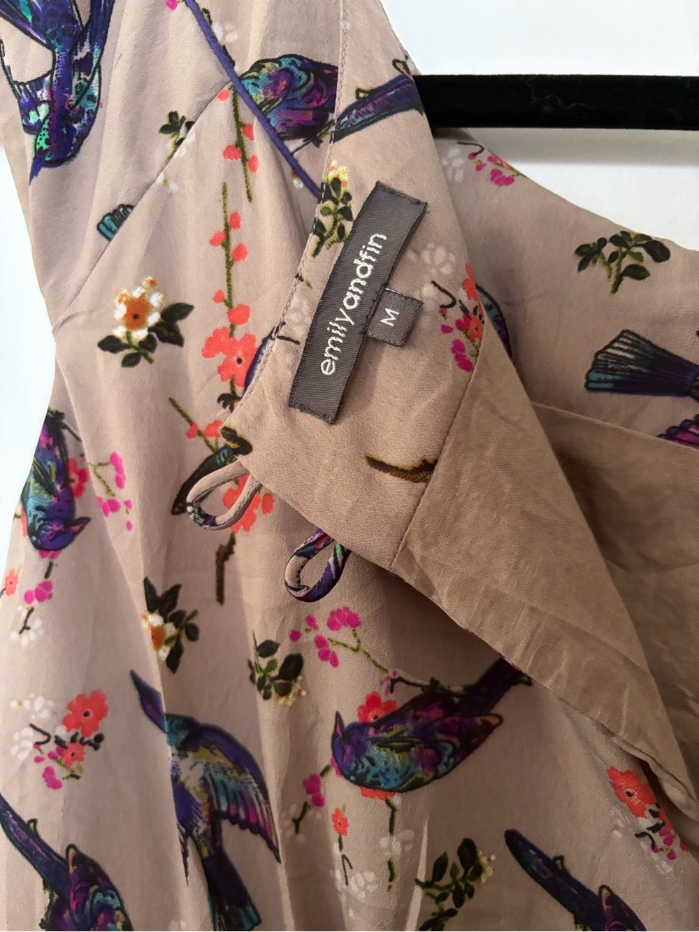 Emily And Fin Small Rachel Dress Bird-Print Cap Sleeve Dress - M - Picture 5 of 12